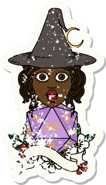 Retro Dövme Tarzı İnsan Büyücüsü Doğal 20 zar atışıyla Bir insan tarafından çizilmiş