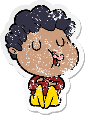 Bir insan tarafından çizilmiş bir çizgi film karakterinin sıkıntılı çıkartması.