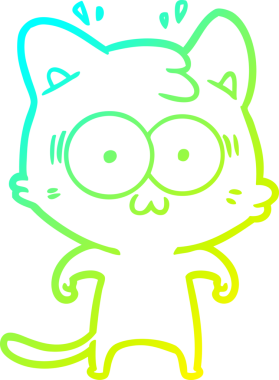 Bir çizgi filmin soğuk gradyan çizimi bir insan tarafından çizilmiş sürpriz bir kedi.