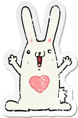 Bir insan tarafından çizilmiş aşık çizgi film tavşanının sıkıntılı çıkartması