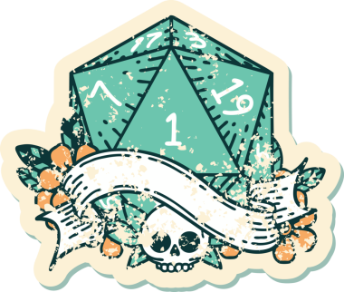 Retro Dövme Biçimi Doğal Bir d20 zar bir insan tarafından çizildi