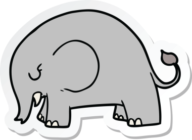 Bir insan tarafından çizilmiş şirin bir fil çıkartması.