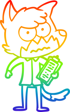 Gökkuşağı gradyan çizgi çizimi bir insan tarafından çizilmiş bir tilki