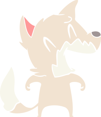 Bir insan tarafından çizilmiş gülen tilki düz renkli çizgi film.