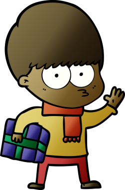 Bir insan tarafından çizilmiş sinirli çizgi film çocuğu.