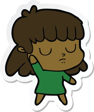 Bir insan tarafından çizilmiş ilgisiz bir karikatür çıkartması.