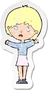 Bir insan tarafından çizilmiş endişeli bir karikatürün gerilimli çıkartması.