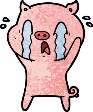 Bir insan tarafından çizilmiş ağlayan domuz çizgi filmi.
