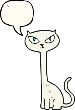 Bir insan tarafından çizilmiş serbest konuşma balonu çizgi film kedisi