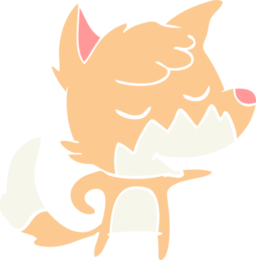 Bir insan tarafından çizilmiş düz renkli tilki çizimi.