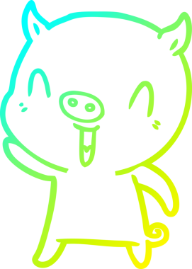 Bir insan tarafından çizilmiş mutlu çizgi film domuzu çizimi.