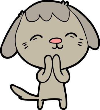 Bir insan tarafından çizilmiş mutlu çizgi film köpeği.