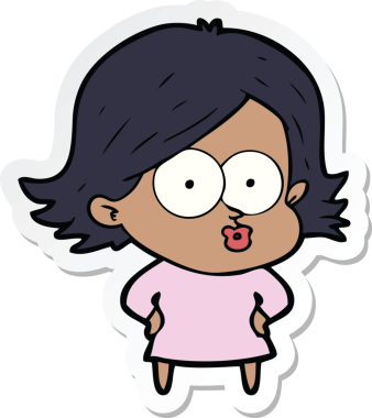 Bir insan tarafından çizilmiş somurtkan bir çizgi film kızının çıkartması.