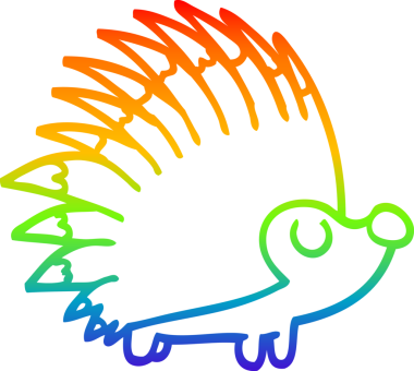 gökkuşağı gradyan çizgi çizimi Bir insan tarafından çizilmiş dikenli kirpi