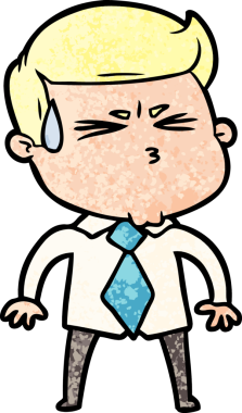 Bir insan tarafından çizilmiş terleyen çizgi film adamı.