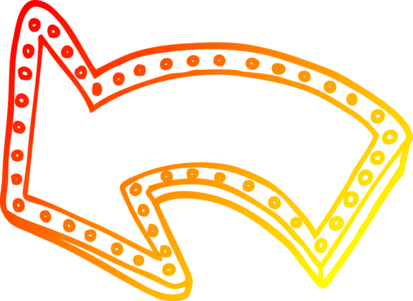 Bir çizgi filmin sıcak gradyan çizimi bir insan tarafından çizilmiş oku aydınlatır