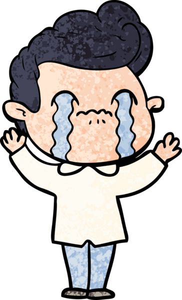 Bir insan tarafından çizilmiş ağlayan çizgi film adamı.