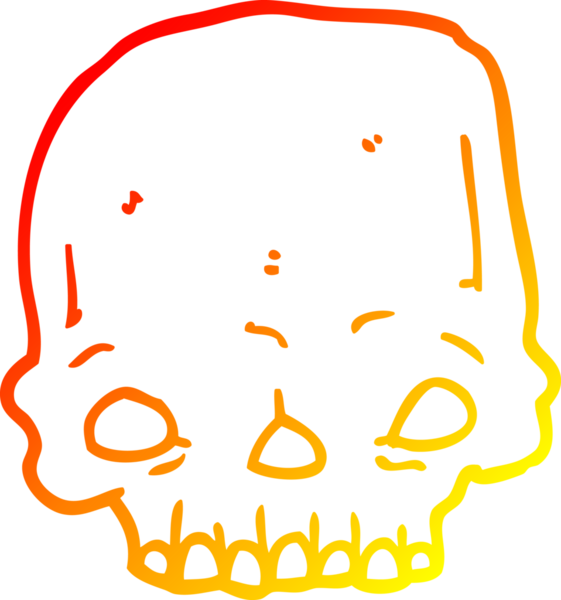 Bir insan tarafından çizilmiş, karikatür şeklindeki ürkütücü kafatası.