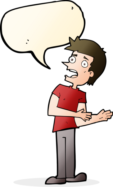 Bir insan tarafından çizilmiş konuşma balonuyla bahaneler üreten çizgi film adamı.