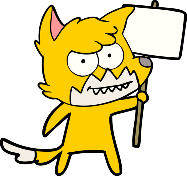 Bir insan tarafından çizilmiş protestolu çizgi film karakteri.