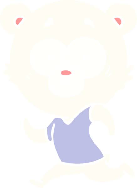 Bir insan tarafından çizilmiş kutup ayısı düz renkli çizgi film.