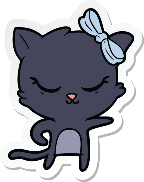 Bir insan tarafından çizilmiş şirin bir çizgi film kedisinin çıkartması.