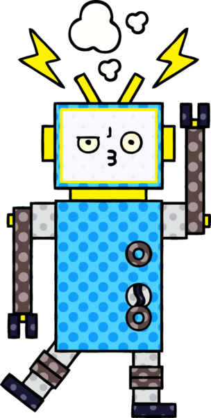 bir insan tarafından çizilmiş bir robotun çizgi roman tarzı