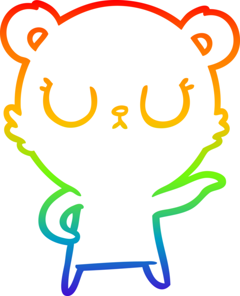 Bir insan tarafından çizilmiş barışçıl bir ayının gökkuşağı gradyanı çizimi