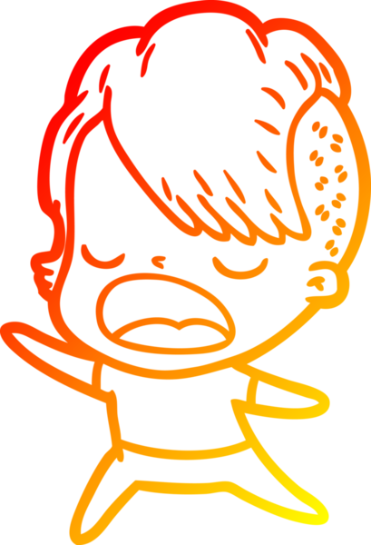 Bir insan tarafından çizilmiş havalı bir hippi kızın sıcak çizgi çizimi.