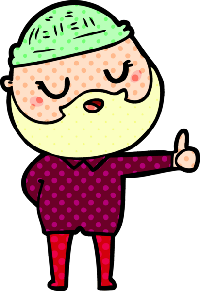 Bir insan tarafından çizilmiş sakallı bir çizgi film adamı.