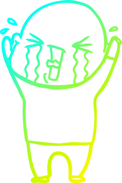 Bir insan tarafından çizilmiş, ağlayan kel bir adamın çizdiği soğuk çizgi.