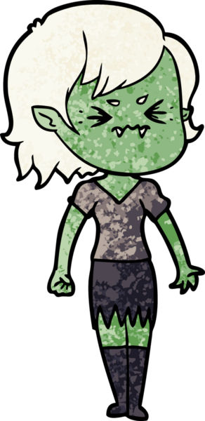 Bir insan tarafından çizilmiş kızgın vampir kız.