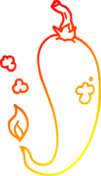 Bir insanın çizdiği kırmızı biber çizgi filminin sıcak gradyan çizimi