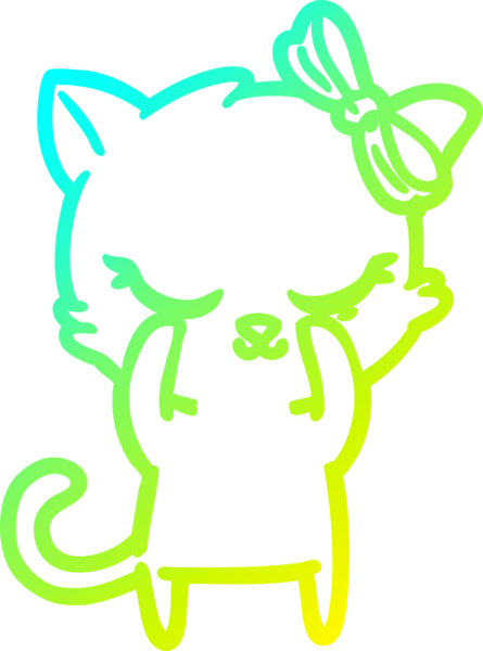 Bir insan tarafından çizilmiş bir çizgi film kedisinin soğuk gradyan çizimi