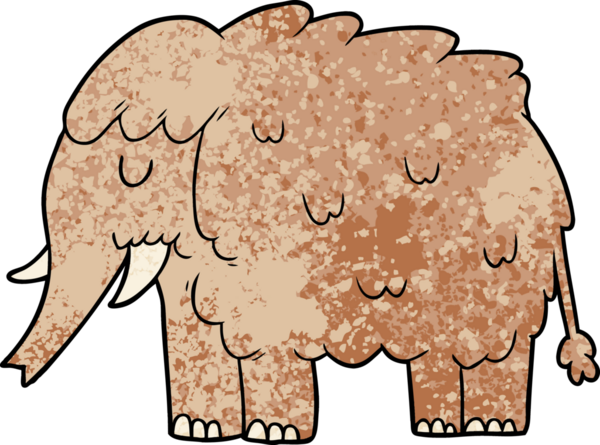 Bir insan tarafından çizilmiş mamut çizgi filmi.