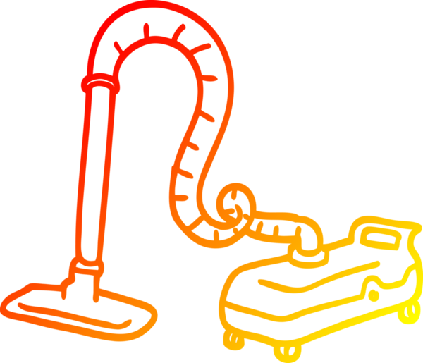 Bir insan tarafından çizilmiş karikatür vakum süpürgesinin sıcak çizgi çizimi