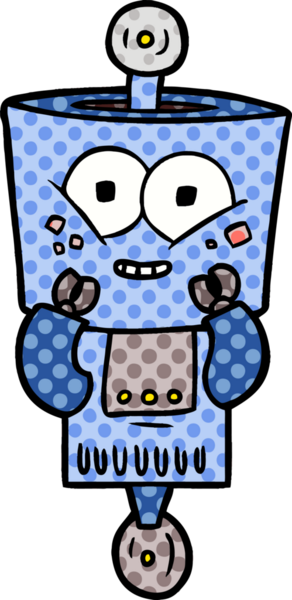 Bir insan tarafından çizilmiş mutlu çizgi film robotu