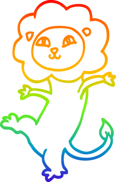 gökkuşağı gradyan çizgi çizimi bir insan tarafından çizilmiş bir aslan