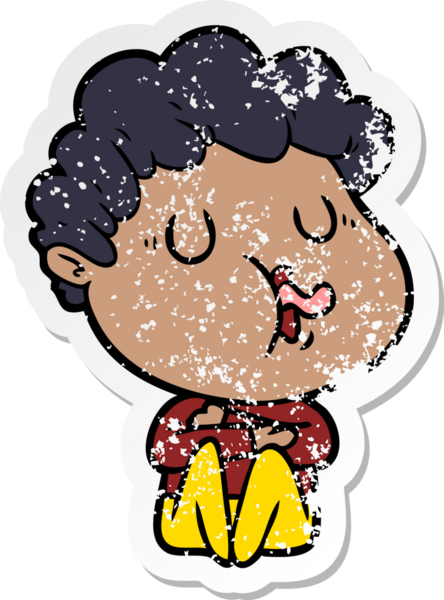 Bir insan tarafından çizilmiş bir çizgi film karakterinin sıkıntılı çıkartması.