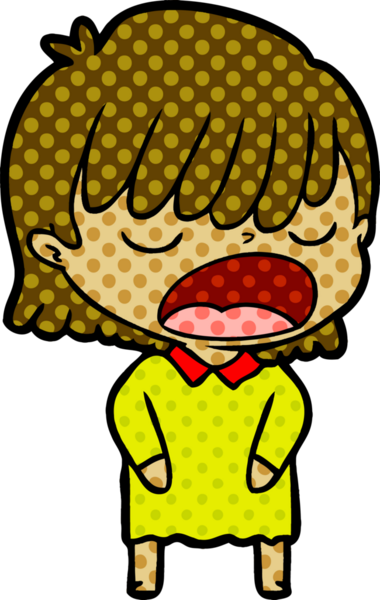 Çizgi filmdeki kadın bir insan tarafından yüksek sesle çizilmiş.