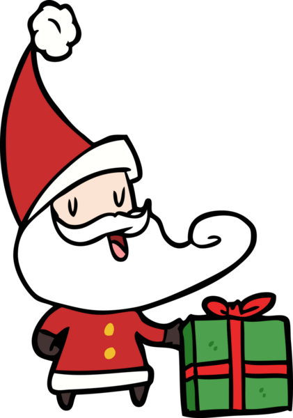 Bir insan tarafından çizilmiş Noel Baba çizgi filmi.