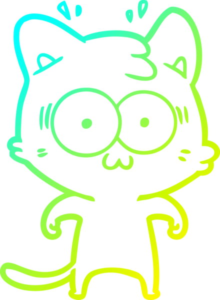 Bir çizgi filmin soğuk gradyan çizimi bir insan tarafından çizilmiş sürpriz bir kedi.