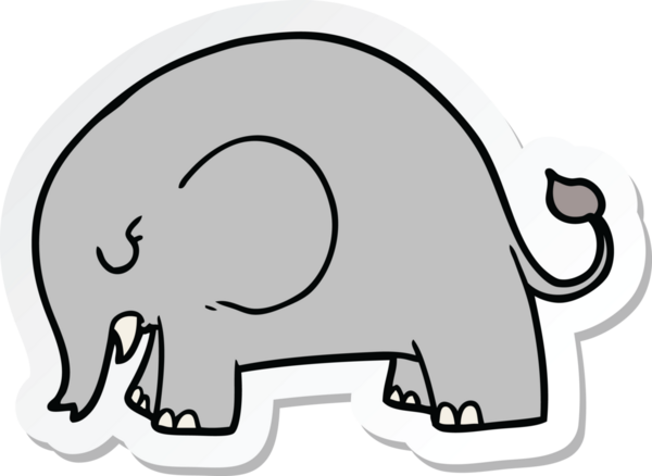Bir insan tarafından çizilmiş şirin bir fil çıkartması.