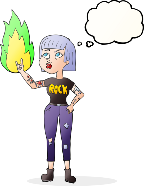 Bir insan tarafından çizilmiş serbest çizim baloncuklu rock kızı.