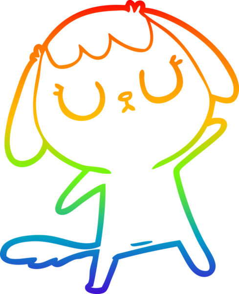 Gökkuşağı gradyan çizimi. Bir insan tarafından çizilmiş şirin bir köpek çizimi.