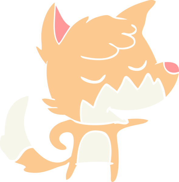 Bir insan tarafından çizilmiş düz renkli tilki çizimi.