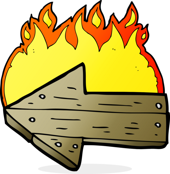 bir insan tarafından çizilmiş çizgi film yakma yönü oku