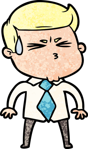 Bir insan tarafından çizilmiş terleyen çizgi film adamı.