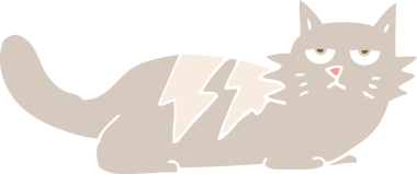 Bir insan tarafından çizilmiş kedinin düz renk çizimi