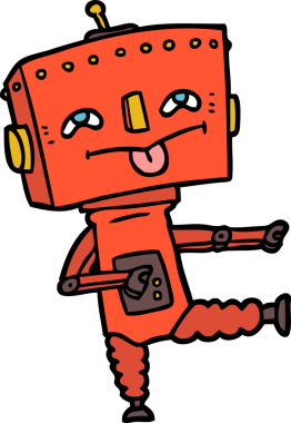 Bir insan tarafından çizilmiş çizgi film robotu